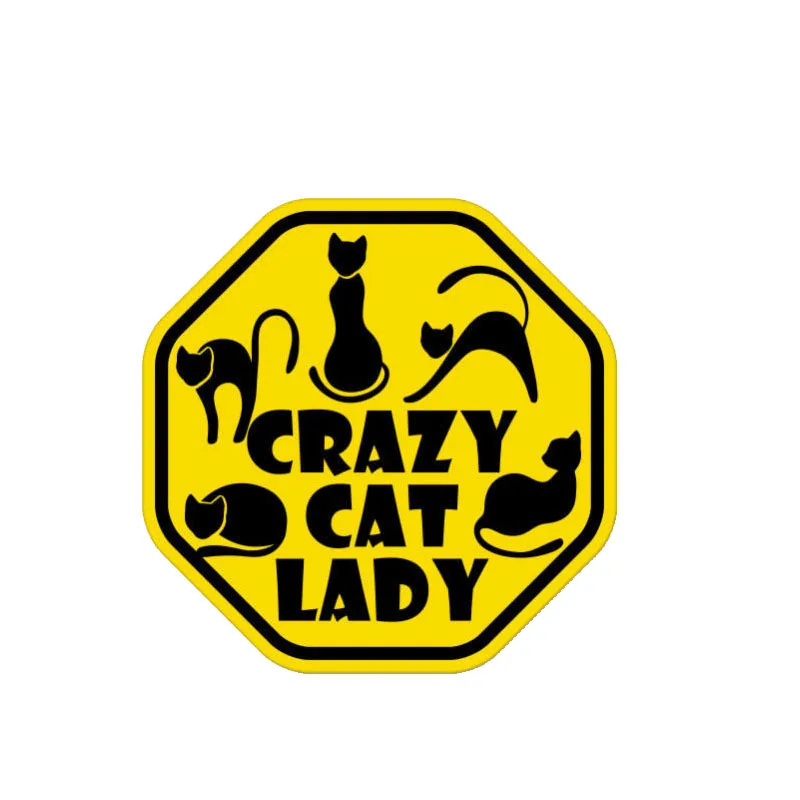 

Graffiti Cover Scratches Warning Crazy Cat Lady Color Car-Sticker Bumper Window Laptop Bodywork Vinyl Car Interior KK13*13cm