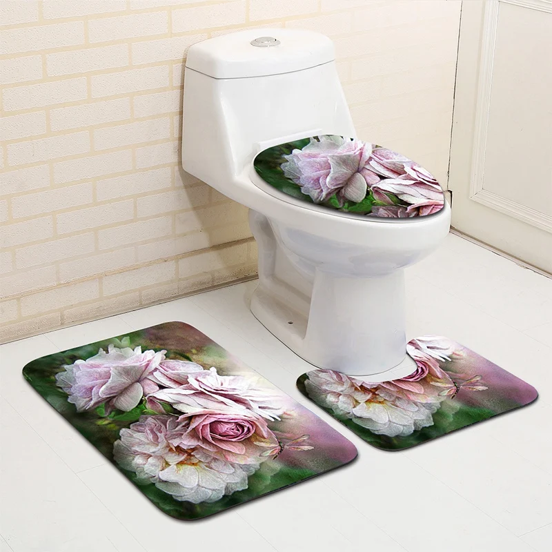 3 шт./компл. Туалет нескользящий ковер коврик Чехлы Ванная комната ковролин