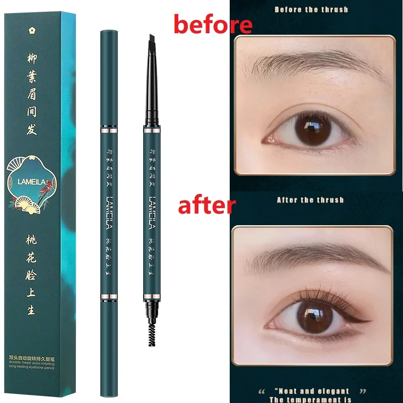 

Водостойкий натуральный карандаш для бровей, 6 цветов, супер тонкий карандаш для бровей, стойкий карандаш для глаз, черный, коричневый, враща...