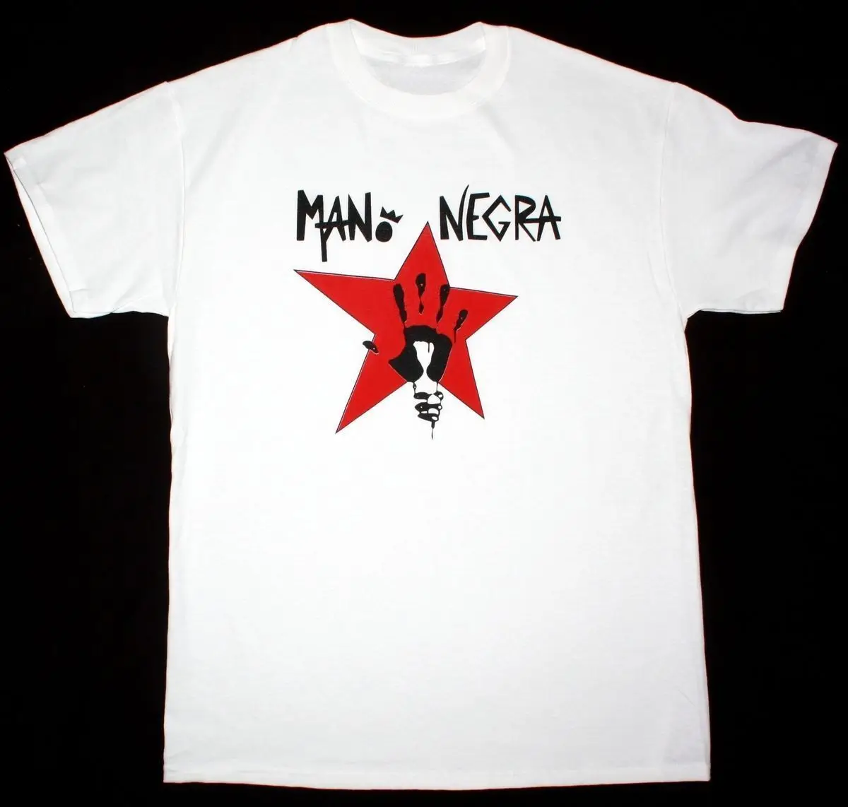 

MANO NEGRA KING OF MANU CHAO MALA VIDA SKA PUNK BAND NEW WHITE T-SHIRT for Male/Boy T Shirt Men Short Sleeve Original