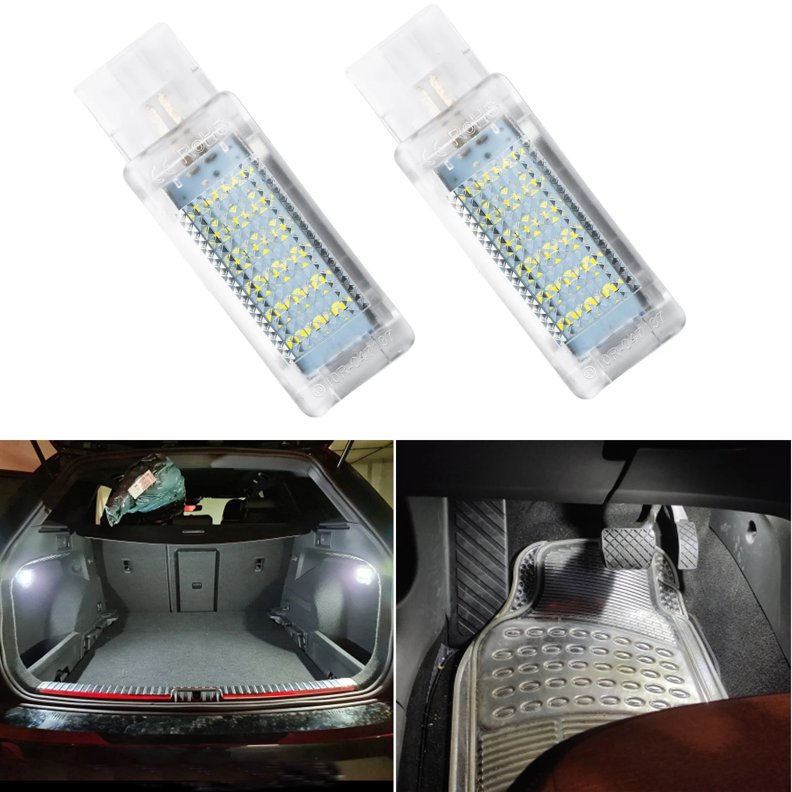 

2x Xenon White Footwell Light Trunk Luggage LED Car Interior Lamp For VW Caddy Golf Jetta Passat Polo Tiguan Sharan