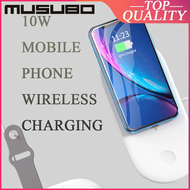 Быстрая Беспроводная зарядка Musubo Qi для Apple iWatch Series 5 4 Watch 3 2 Chargeur AirPods iPhone 11 Pro Max Xs XR