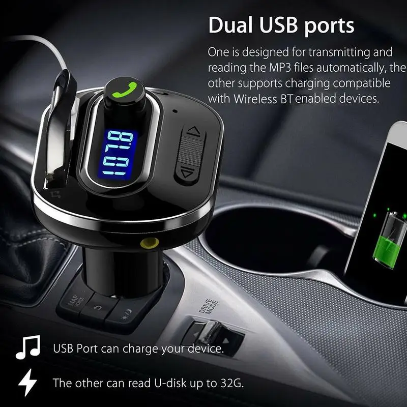 handsfree bluetooth fm transmitter aux fm modulator car kit car audio mp3 player dual usb car charger with 3 1a quick charge free global shipping