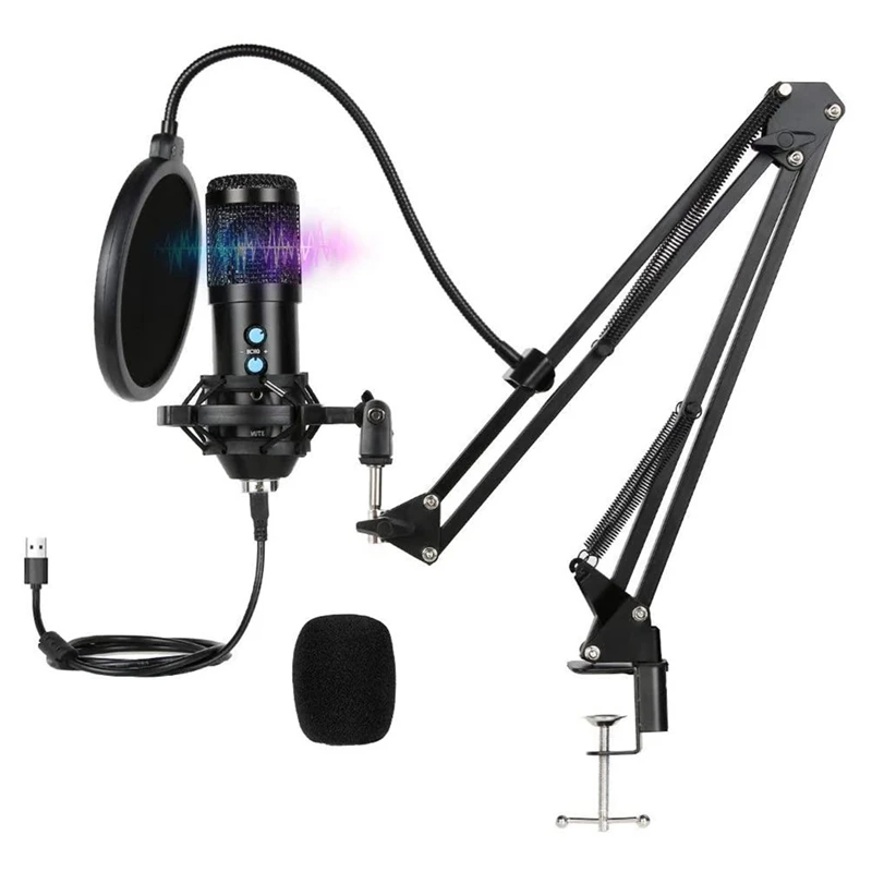 

Microphone Set,Podcast Condenser Microphone,for Computer,Plug and Play Microphone,with Arm Shock-Proof,for Games,Etc