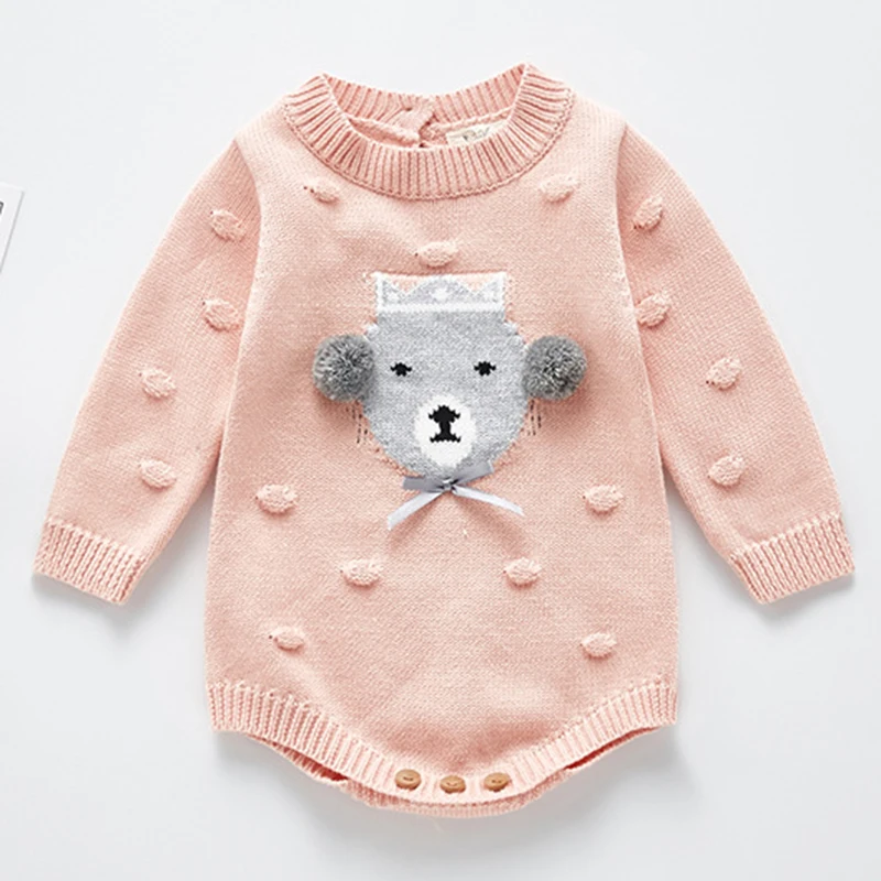 

New Toddler Baby Girl Cute Cartoon Romper Spring Newborn Knitted Jumpsuit Baby Girl Boys Long Sleeves Clothes Korean Style
