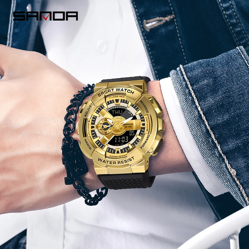 Часы наручные BASID мужские спортивные брендовые аналоговые цифровые светодиодные