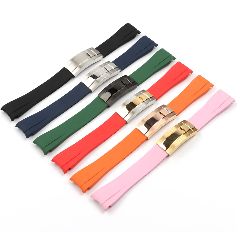 Ремешок для наручных часов резиновый браслет с изогнутым концом 20 мм Daytona Submariner GMT