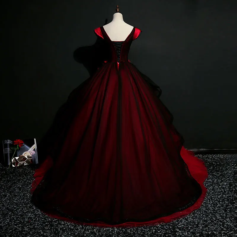 Красные платья с вышивкой для Quinceanera 2019 тюлевые аппликацией 15 летних праздников V