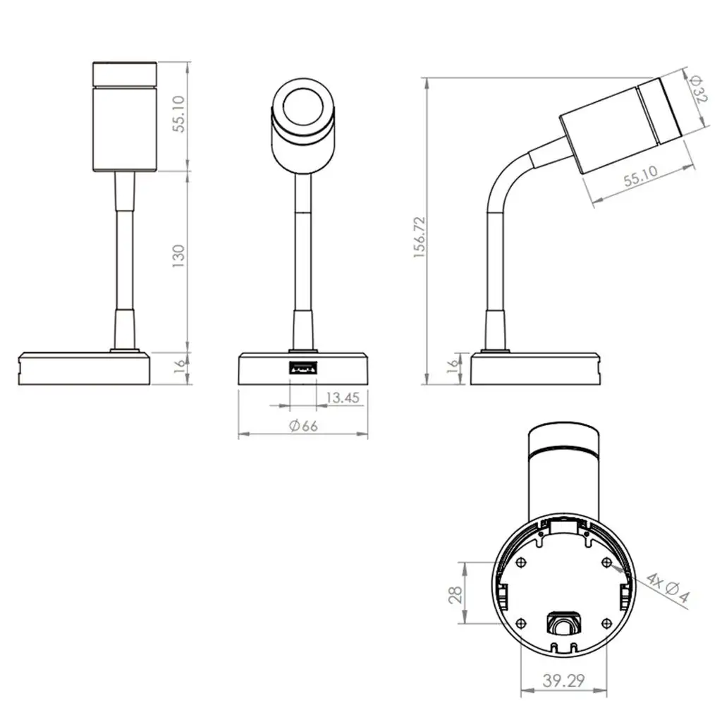 

Gooseneck Wall Mounted LED Reading Light For RV Camper Boat Yacht