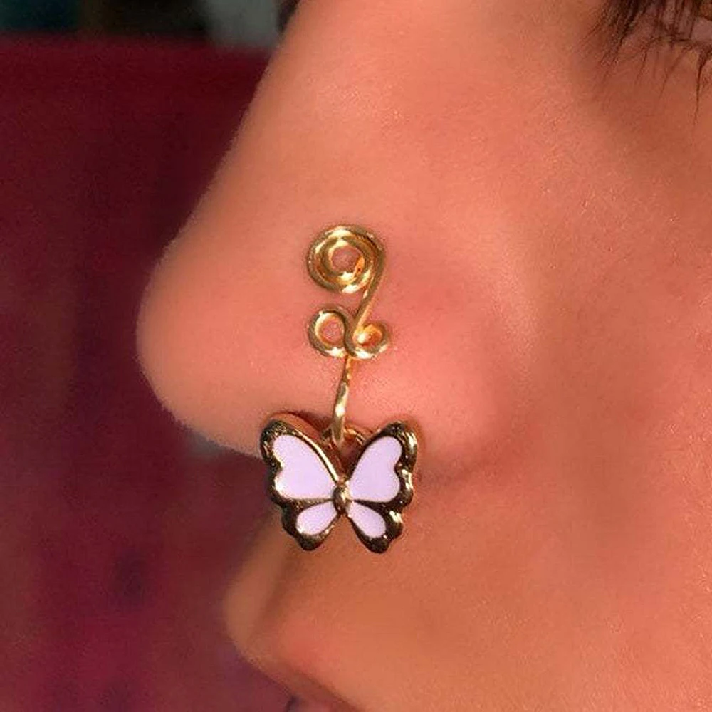 

2021 New Butterfly Piercing Nose Rings For Women Girls Nose Studs Elegant Fashion Nose Ring Piercing Body Jewelry Gifts