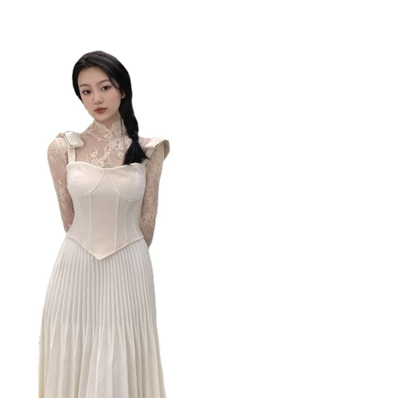 

UMI MAO Real Shot Hong Kong Style Female Retro Chic Camisole Spring 2021 New Pleated Skirt Trend Y2k Harajuku