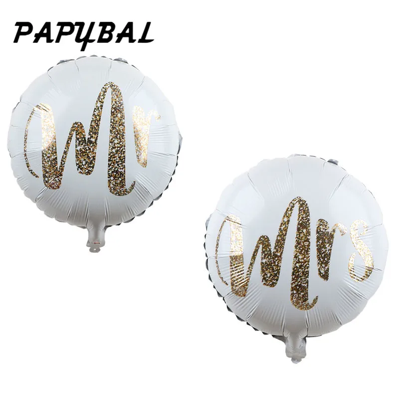 10 шт. 18 &quotкруглые воздушные шары с сердечками из фольги MR &amp MRS золотые и гелием