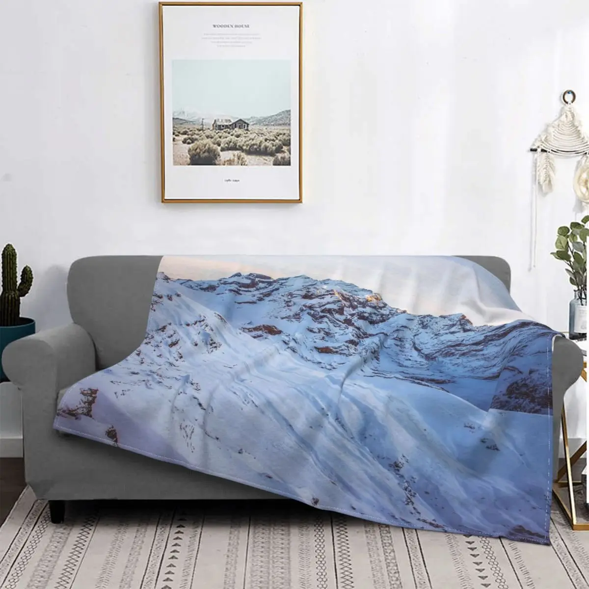 

Icy Mountain-Manta a cuadros para cama, manta с капучикой de muselina, toalla de playa de lujo
