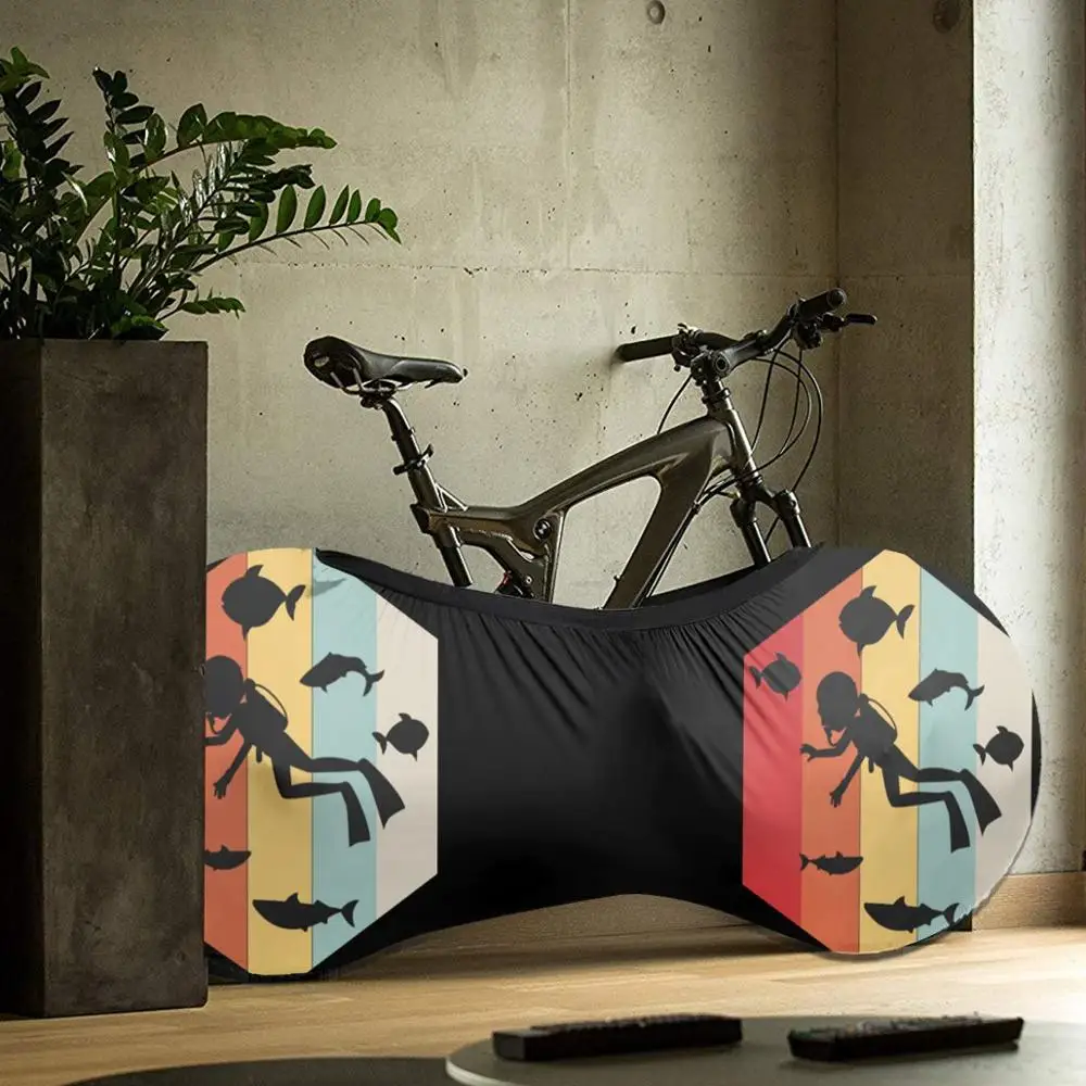 

Retro Scuba Diver Silhouette outdoor Bike MTB waterproof Bicycle dust cover Custom Rashguard biking motocross BMX father gift