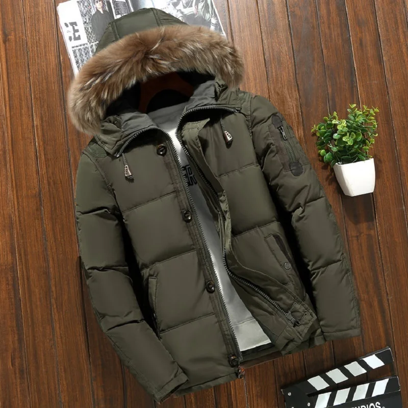 

Best Winter Jacket Men White Duck Down Parkas Windbreaker doudoune homme Men's Thick Warm Snow Hooded Parka Jacket Overcoat