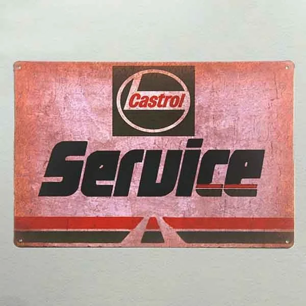 

TIN SIGN Hot Rod Castrol Service Motor Oil Vintage Garage Metal Tin Sign Wall Plaque