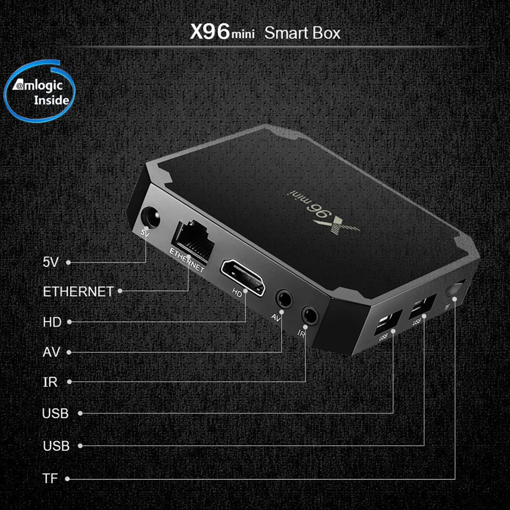 ТВ приставка X96 Mini на Android 7 1 сетевая смарт 2 ГБ 16 четырехъядерный Amlogic S905W 4 ГГц Wi Fi 9 0