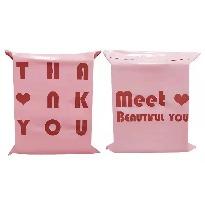 

25/50Pcs PE Plastic Express Envelope Storage Bags Pink Bag Red Logo Mailing Bags Self Adhesive Seal Courier Bags Dropshipping