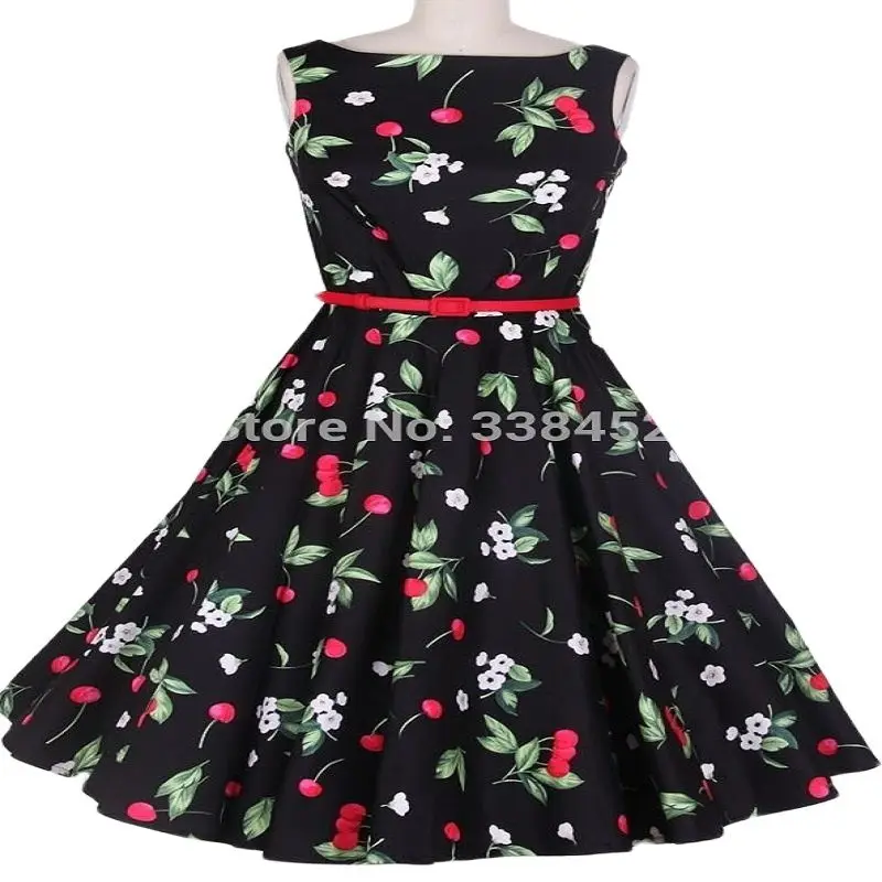 Винтажное хлопчатобумажное платье в стиле Мори с принтом вишни | Женская одежда