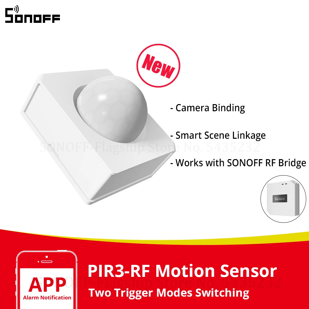 Интеллектуальный выключатель света SONOFF PIR3-RF движения Сенсор Беспроводной
