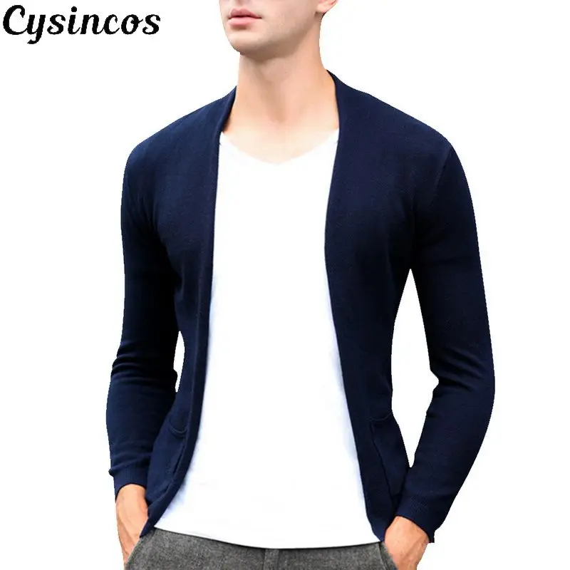 CYSINCOS2019 весенний мужской модный кардиган Однотонный свитер цветной мультяшный