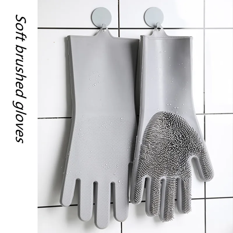 Силиконовая перчатка для мытья посуды Golves скрабирования кухни изолированная
