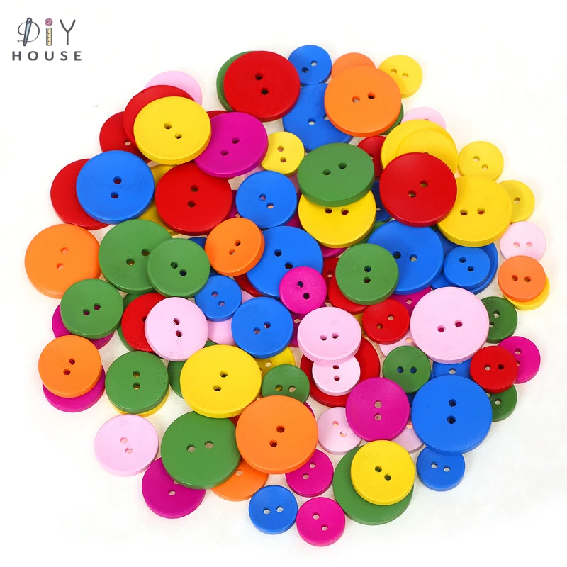 1 упаковка цветных деревянных пуговиц товары для рукоделия материалы ручной