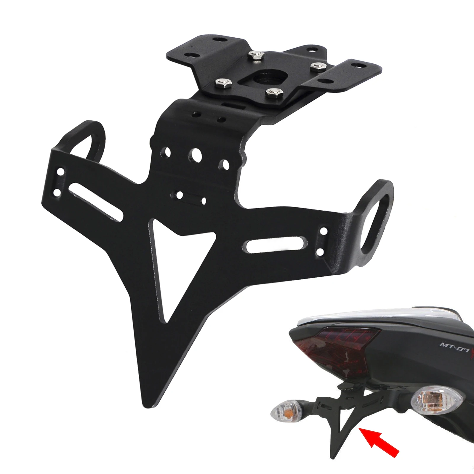 

For Yamaha MT07 MT FZ 07 2013-2020 Moto Cage 2015-2017 Motorcycle LED Light Fender Eliminator License Plate Bracket Holder