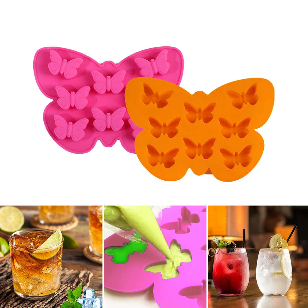

Butterfly Ice Cube Tray Food Grade Silicone Non Stick 3D Silicone Mold 8 Cell for DIY Ice Cube Chocolate Baking Accessories