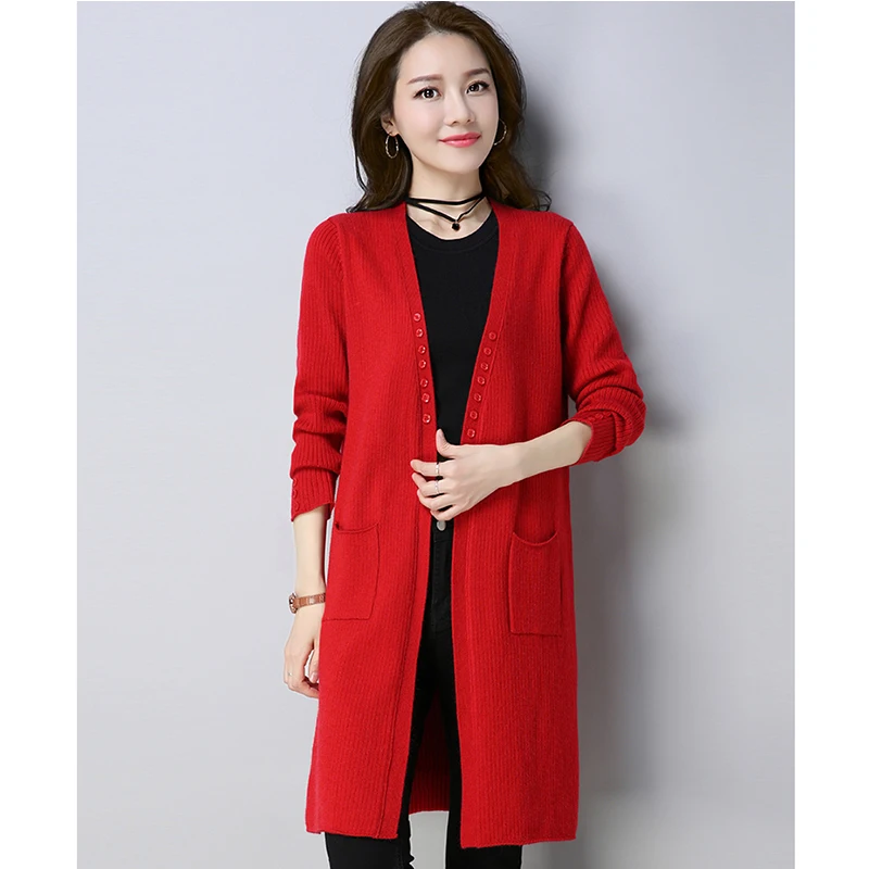 

Knitted Sweater Cardigan Female Korean All-match V-neck pocket Sweater coat Women Plus Size Thin section Knit Cardigan Outerwear