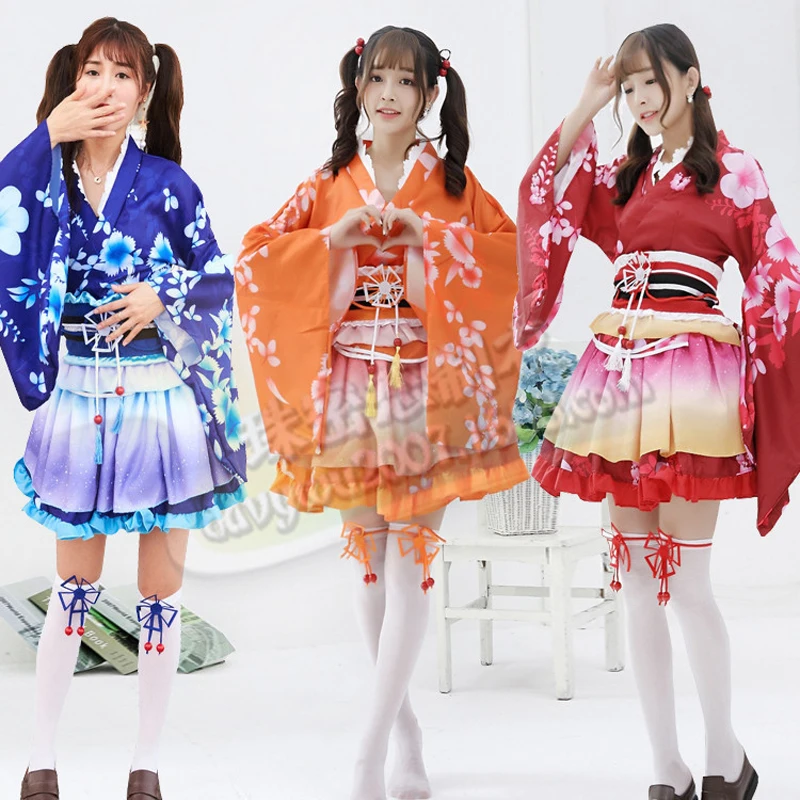 Аниме Love Live косплей короткое кимоно Банный халат для женщин и девочек Minami Kotori Sonoda