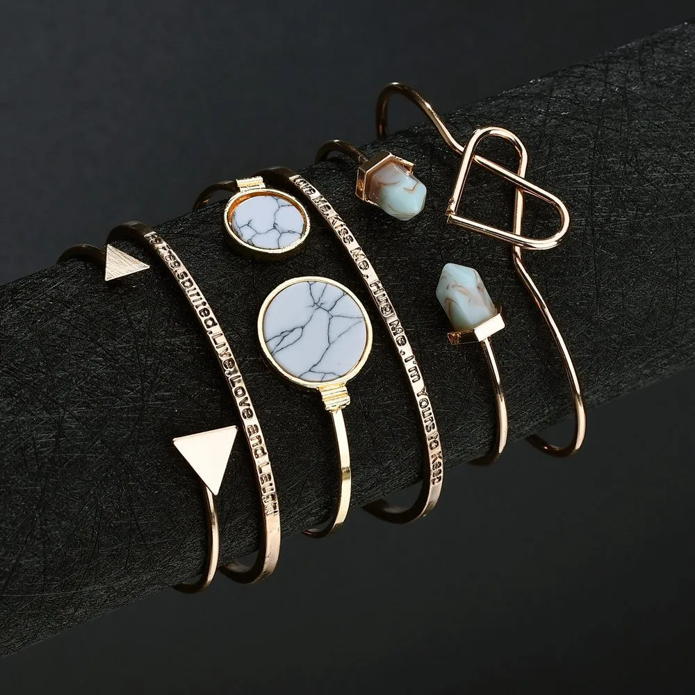 6 шт. Классический золотой тон Любовь Удача Браслет Браслеты Набор для женщин