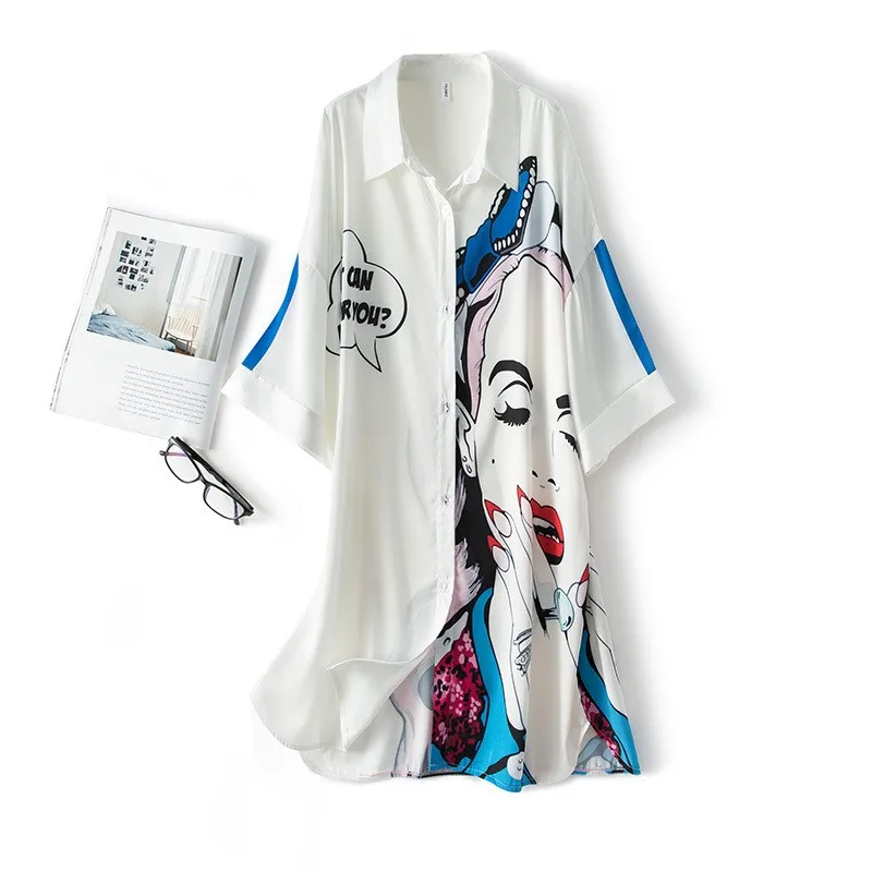 

2021 New Sleep Shirt Women Nightgown Oversize Sleep Shirt Faux Silk Sleepwear Nightdress Loose Home Dressing Gown Lingerie