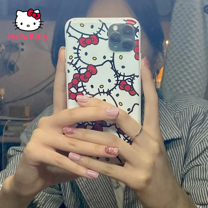 

Hello Kitty Anti-drop Case for IPhone13/13Pro/13Promax/13mini/6/6s/7/8P/X/XR/XS/XSMAX/11/12Pro/12mini Phone Bowknot Case Cover