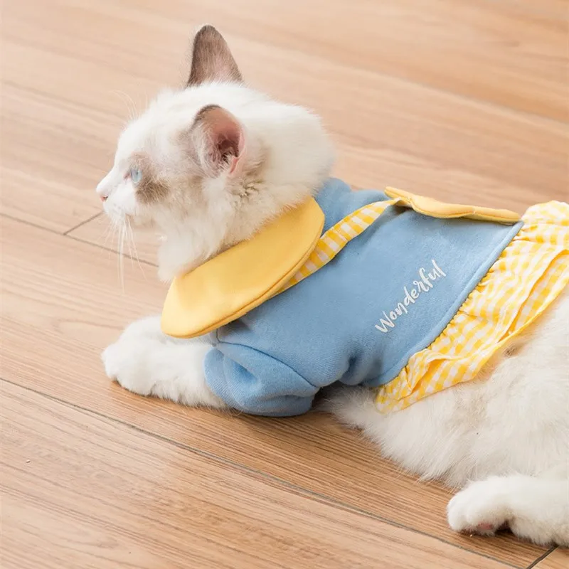 Милое Платье для кошек и собак хлопковая дышащая теплая юбка свитер осени зимы