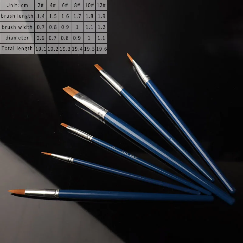 

6Pcs/Set Watercolor Paint Pen Nylon Hair Drawing Art Supplies Oil Painting Brushes Wooden Handle Multi Purpose