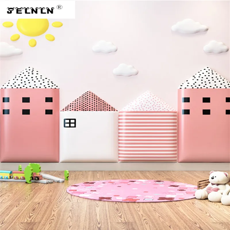

Cartoon house pattern children's room bedside soft package wall sticker tatami wall surrounding baby background wall sticker