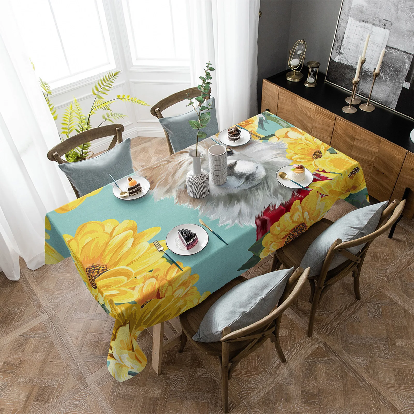 Милая скатерть для стола с маргаритками и альпакой украшение гостиной кухни