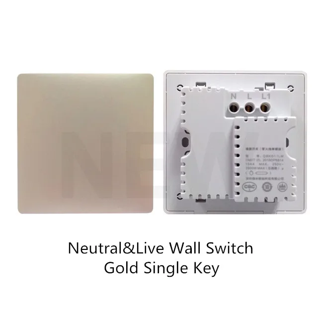 N and L Gold Single В Xiao mi Aqara настенный выключатель Smart ZigBee Zero Line Fire Wire переключатель беспроводной ключ настенный переключатель работа с приложением mi Home - Цвет: N and L Gold Single