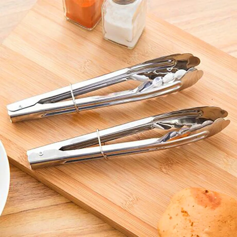 

1PC Durable 7 Inch Kitchen Tool Set Heat Bread Tong Stainless Steel Salad BBQ Cooking Food Serving Utensil Tongs Fast Delivery