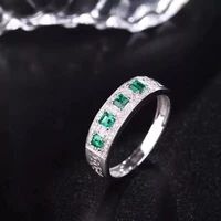 boutique jewelry 925 sterling silver inlaid natural emerald ring support detection