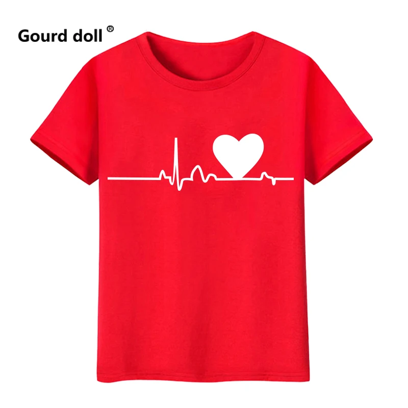 Love Heartbeat Cotton Family Matching T-shirt lovely Mom Dad Kids Me Baby Father Mother Daughter Son Girl Boys Clothes Outfit