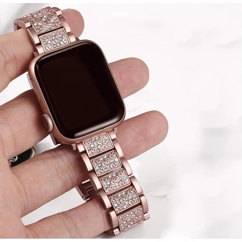 Diamond Case+strap for iwatch band 42mm 38mm Stainless Steel bracelet correa case+for apple watch band series 5 4 3 44mm 40mm