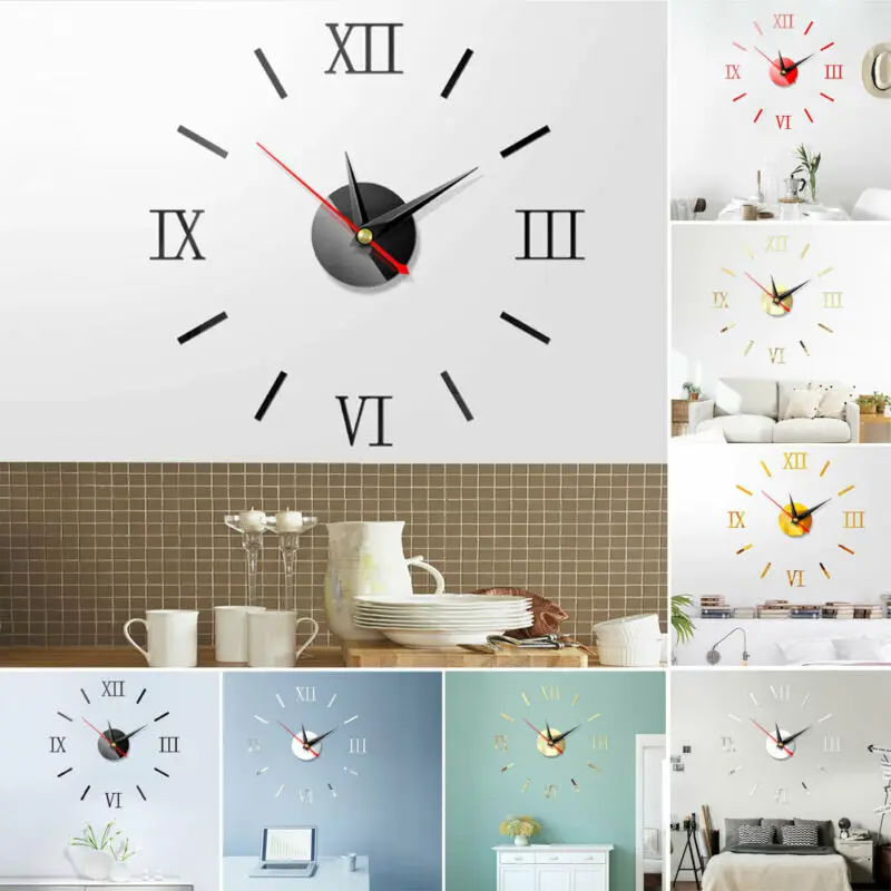 2020 Newest Creative Roman Wall Clock-Mirror Modern DIY Large Clock 3D Mirror Surface Sticker Home Decor Art Design | Дом и сад