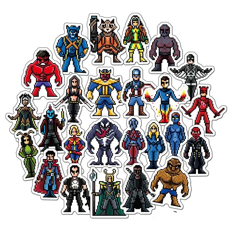 64 шт. Disney Marvel x с рисунком Железный человек Халк пикселей стикеры Мстители