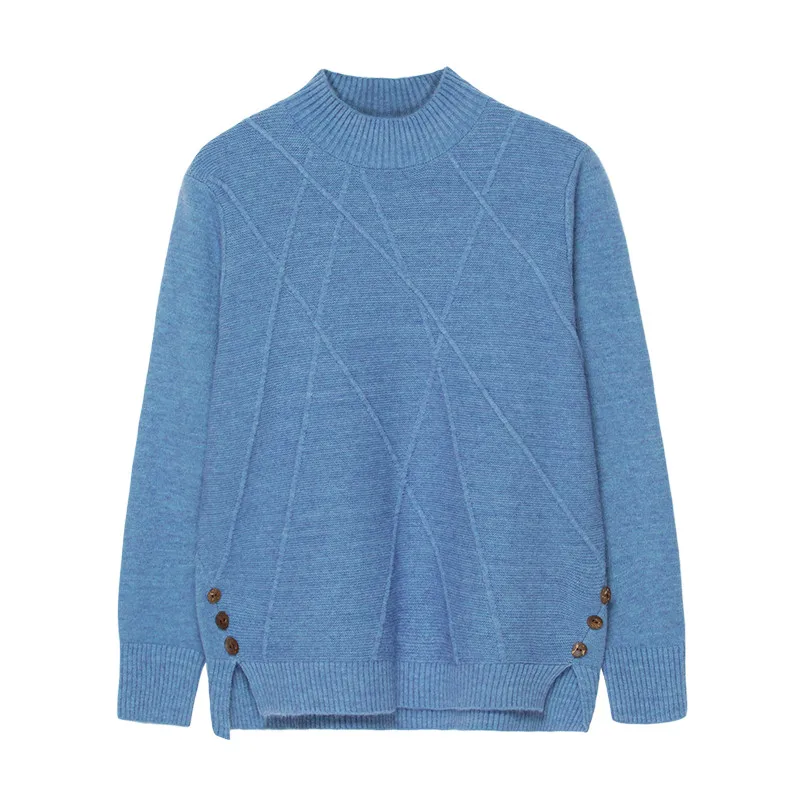 

Short Women Pullover Sweater Fashion Sweater Woman Winter 2020 New Korean Style Women Semi-High Sollar Knit Padded Sweater Women