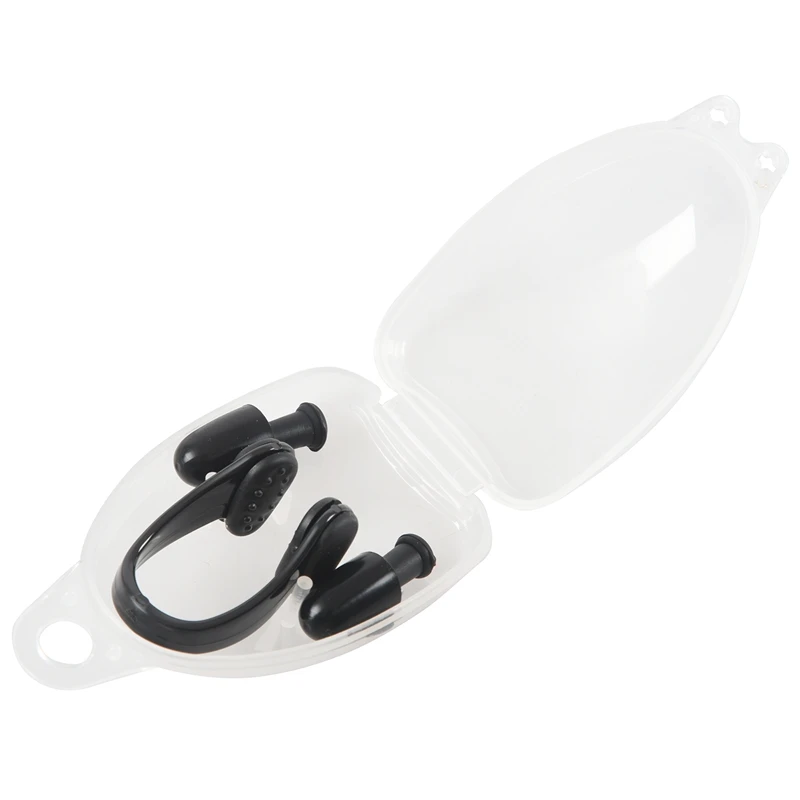 Black PVC Swimmer Swimming Nose Clip Ear Plug + Clear Case Unisex | Спорт и развлечения