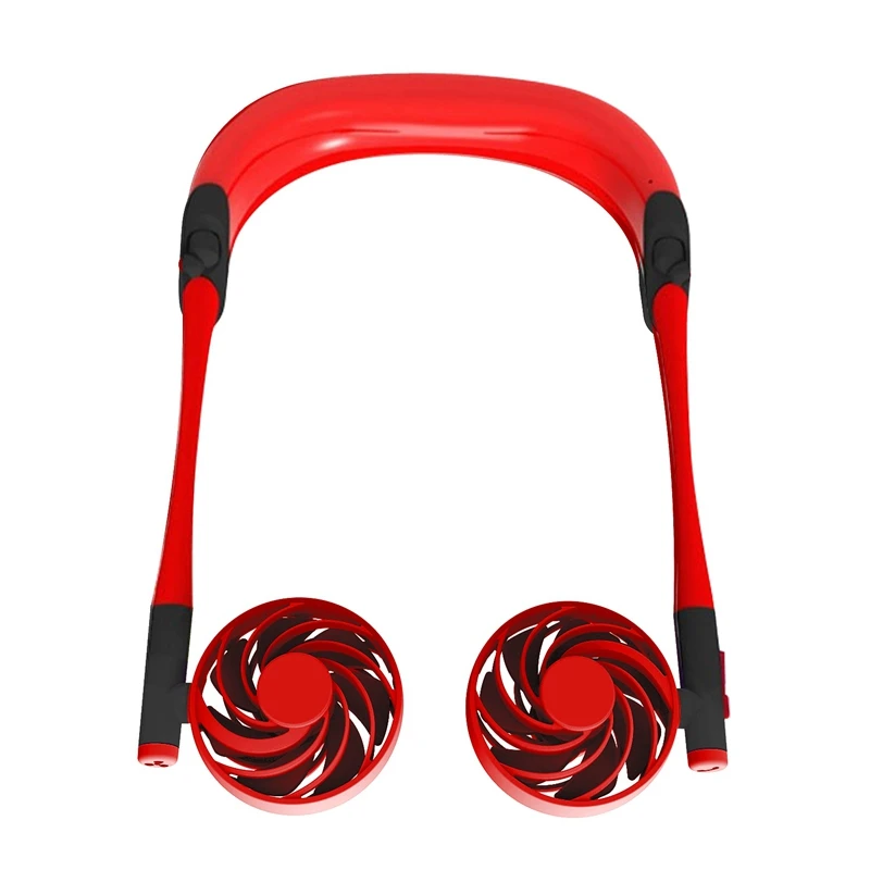 Портативный веерный подвесной шейный вентилятор с наушниками Bluetooth и 3