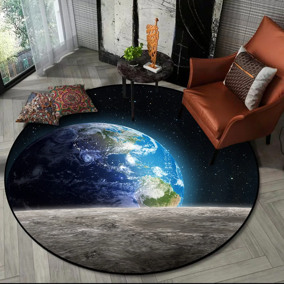 Новый ковер земля Луна 3D печать Круглые Искусственные компьютерные стулья