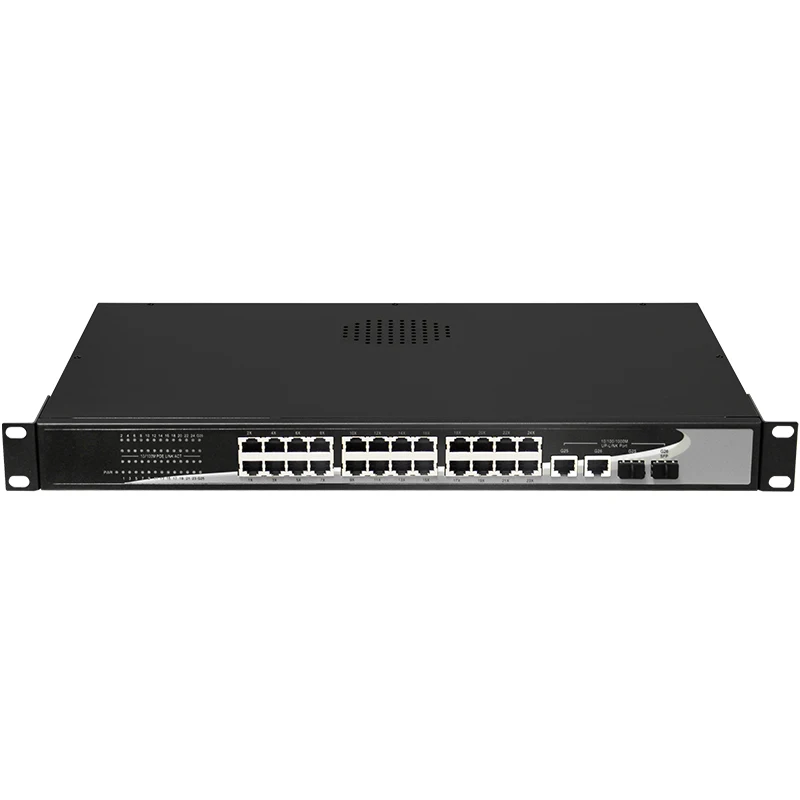 2 гигабитная сеть Uplink Ethernet 24 порта 360 Вт PoE переключатель 1U Монтажная стойка|mount|mount